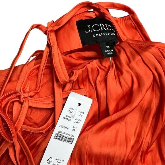 J Crew Collection XS Orange Rosaline Dress Gown Resort‎ Flowy Romantic Bright - Picture 5 of 9